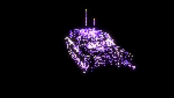 Тривимірна голограма для танка в русі. 3D рендерингу — стокове відео
