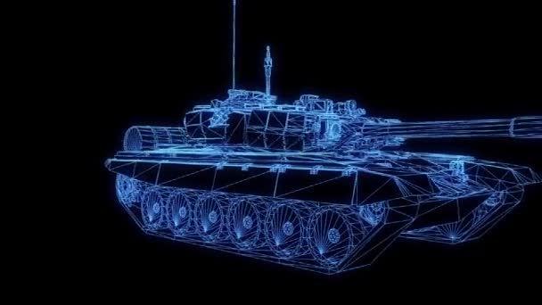 Тривимірна голограма для танка в русі. 3D рендерингу — стокове відео