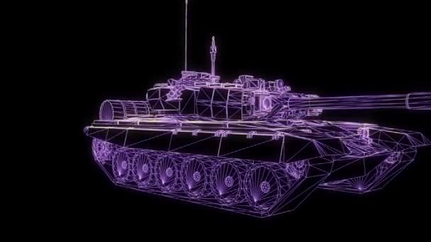 3D Tank Wireframe in Motion. Nice 3D Rendering — стоковое видео