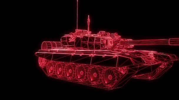 3D Tanque Holograma Wireframe em movimento. Boa renderização 3D — Vídeo de Stock