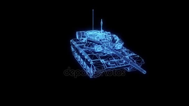 3D Hologram drátových tank v pohybu. Pěkný 3d vykreslování — Stock video