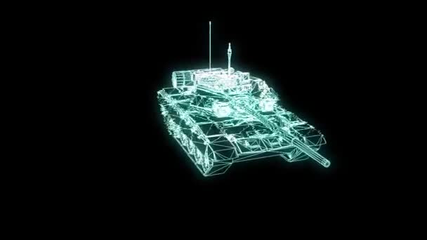 Filo dell'ologramma del carro armato 3D in movimento. Rendering 3D piacevole — Video Stock
