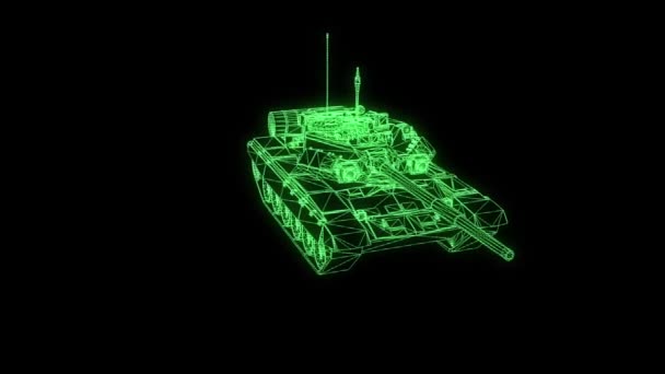 3D-tank Hologram draadframe in beweging. Mooie 3D-Rendering — Stockvideo