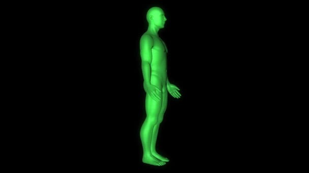 Голограмма человека в движении. Nice 3D Rendering — стоковое видео