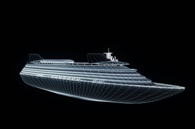 Tekne Hologram tel kafes tarzı gemi. Güzel 3d render