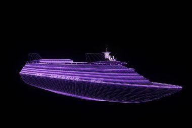 Tekne Hologram tel kafes tarzı gemi. Güzel 3d render