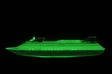 Tekne Hologram tel kafes tarzı gemi. Güzel 3d render