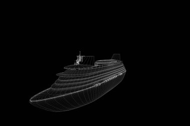 Tekne Hologram tel kafes tarzı gemi. Güzel 3d render