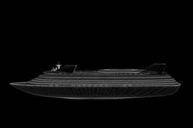 Tekne Hologram tel kafes tarzı gemi. Güzel 3d render
