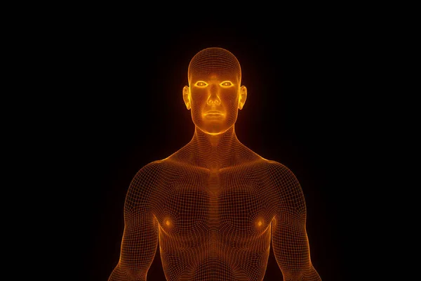 Human Wireframe Hologram in Motion. Nice 3D Rendering — Stock Photo, Image