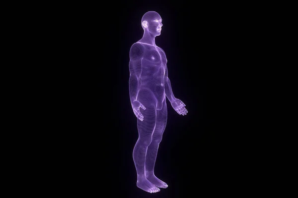 Human Wireframe Hologram in Motion. Nice 3D Rendering — Stock Photo, Image