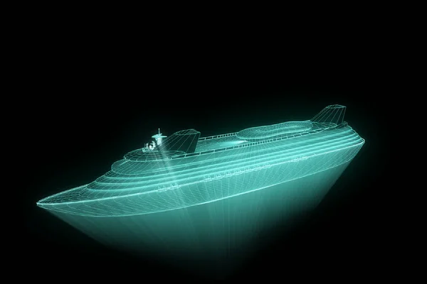 Корабельний човен у стилі голограма. 3D рендерингу — стокове фото