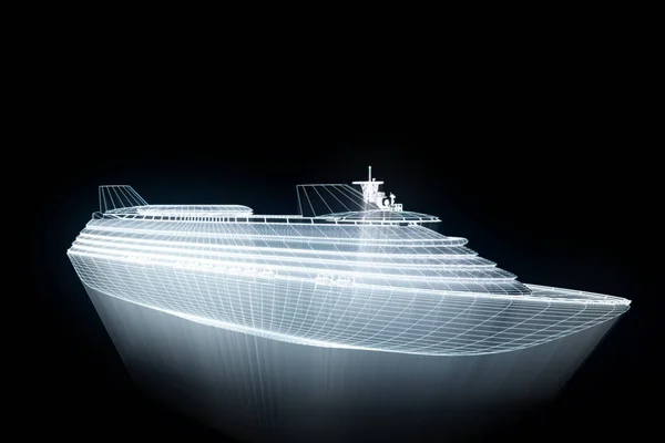 Nave Barca in stile Wireframe ologramma. Rendering 3D piacevole — Foto Stock