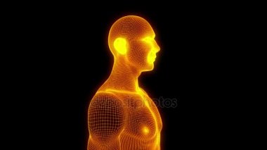 Hareket insan Tel Çerçeve hologramı. Güzel 3d render
