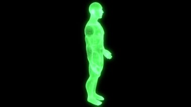 Hareket insan Tel Çerçeve hologramı. Güzel 3d render