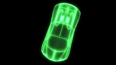 Yarış araba Hologram tel kafes. Güzel 3d render