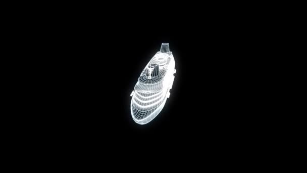 Tekne Hologram tel kafes tarzı gemi. Güzel 3d render — Stok video