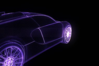 Yarış araba Hologram tel kafes. Güzel 3d render