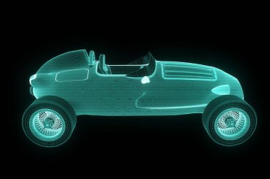 Yarış araba Hologram tel kafes. Güzel 3d render