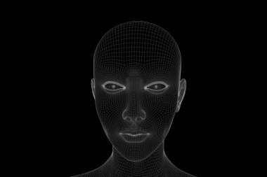 Hareket insan Tel Çerçeve hologramı. Güzel 3d render