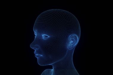 Hareket insan Tel Çerçeve hologramı. Güzel 3d render