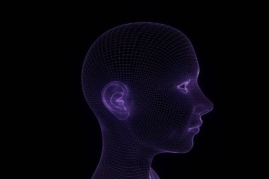 Hareket insan Tel Çerçeve hologramı. Güzel 3d render