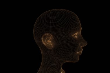 Hareket insan Tel Çerçeve hologramı. Güzel 3d render