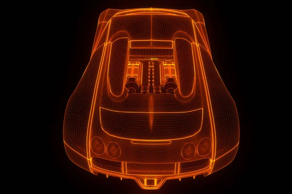 Голограмма гоночных автомобилей Wireframe. Nice 3D Rendering — стоковое фото