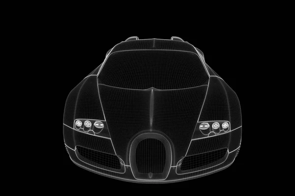 Corse auto ologramma Wireframe. Rendering 3D piacevole — Foto Stock