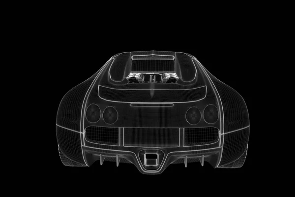 Hologramme de voiture de course Wireframe. Belle rendu 3D — Photo