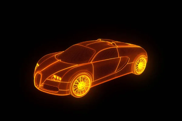 Racing Car Hologram Wireframe. Nice 3D Rendering