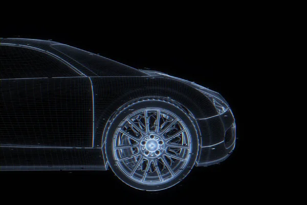 Racing Car hologrammi langaton runko. Kiva 3D-renderointi — kuvapankkivalokuva
