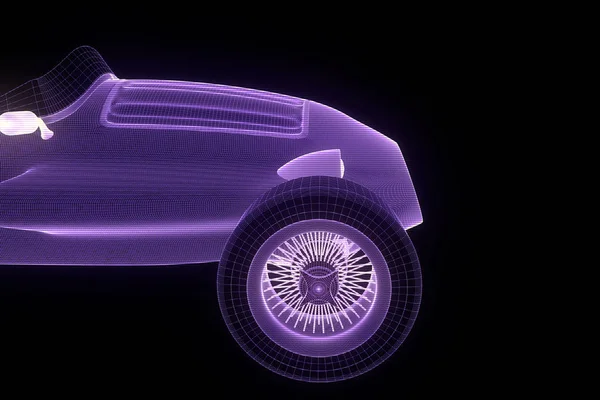 Hologramme de voiture de course Wireframe. Belle rendu 3D — Photo