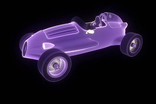 Racing Car Hologram Wireframe. Nice 3D Rendering — Stock Photo, Image