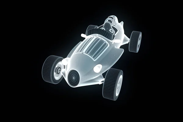 Racing Car Hologram Wireframe (engelsk). Fin 3D-gjengivelse – stockfoto