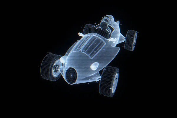 Racing Car Hologram Wireframe. Nice 3D Rendering — Stock Photo, Image