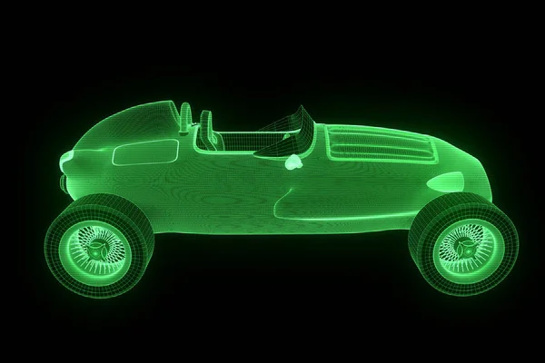 Racing Car Hologram Wireframe. Nice 3D Rendering — Stock Photo, Image