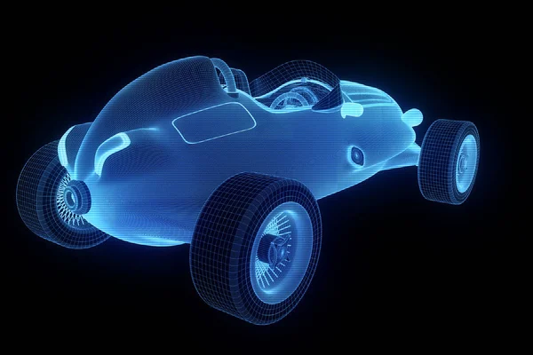 Racing Car Hologram Wireframe. Nice 3D Rendering