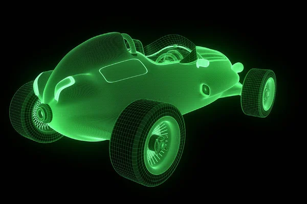 Racing Car Hologram Wireframe. Nice 3D Rendering — Stock Photo, Image