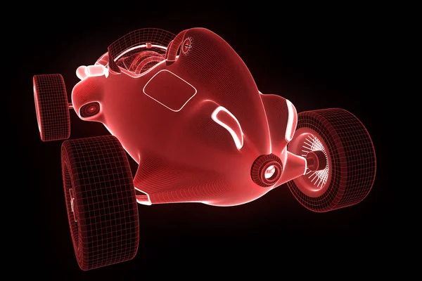 Hologramme de voiture de course Wireframe. Belle rendu 3D — Photo