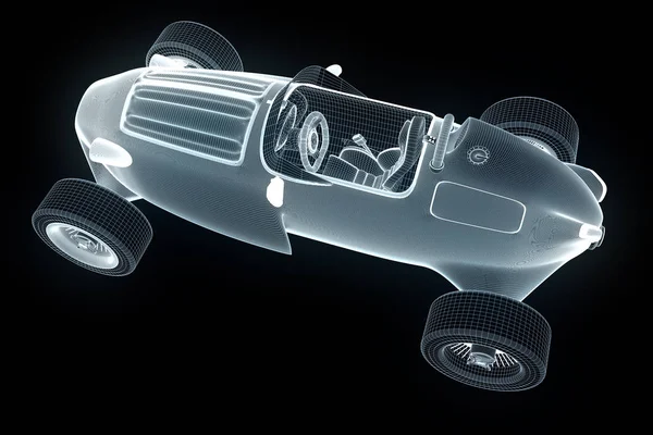Hologramm-Drahtgestell für Rennwagen. schönes 3D-Rendering — Stockfoto