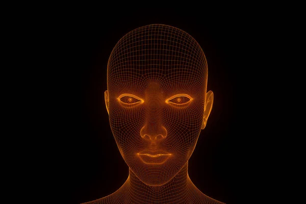 Human Wireframe Hologram in Motion. Perenderan 3D Bagus — Stok Foto