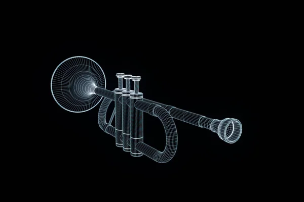 3D Music Trumpet у стилі голограма кадру. 3D рендерингу — стокове фото
