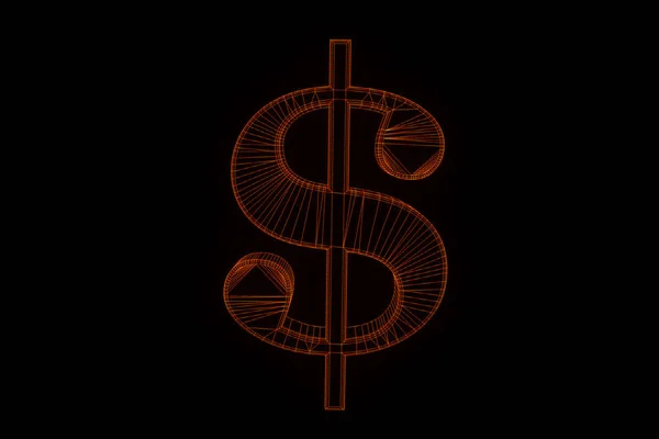 3D Cash Sign in Estilo de holograma Wireframe. Boa renderização 3D — Fotografia de Stock