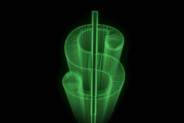 3D cash logga in Wireframe Hologram stil. Fina 3d-Rendering — Stockfoto