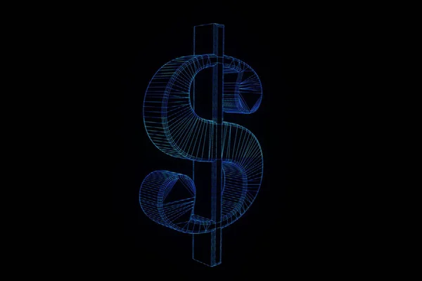 3D cash logga in Wireframe Hologram stil. Fina 3d-Rendering — Stockfoto