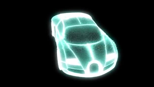 Carro de corrida holograma Wireframe. Boa renderização 3D — Vídeo de Stock