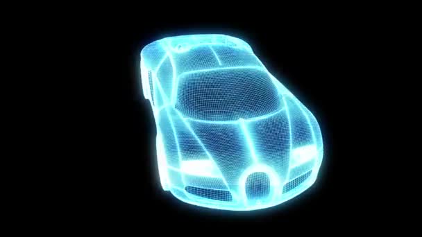 Racing Car Hologram Wireframe. Nice 3D Rendering — Stock Video