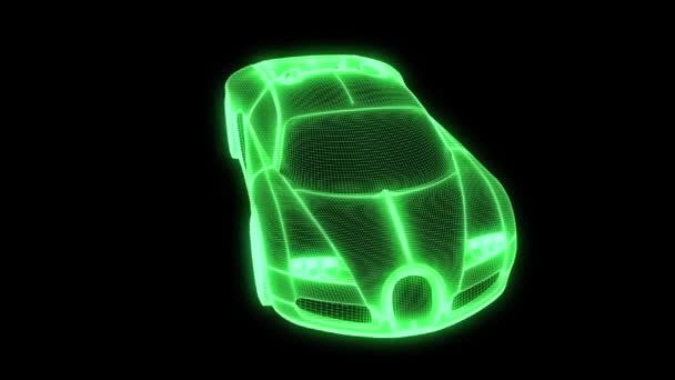 Racing Car Hologram Wireframe. Nice 3D Rendering — Stock Video