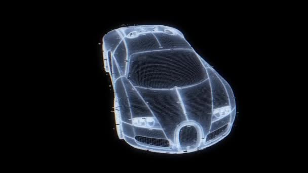 Carro de corrida holograma Wireframe. Boa renderização 3D — Vídeo de Stock